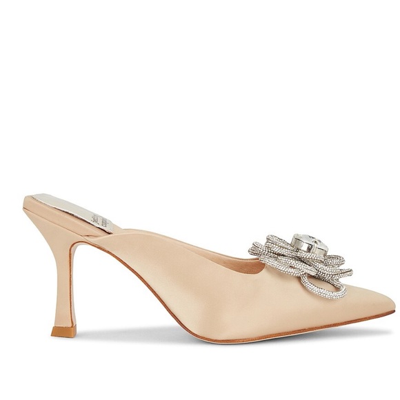 Jeffery Campbell x REVOLVE Viviana Mules in satin creme with rhinestones - Picture 2 of 12